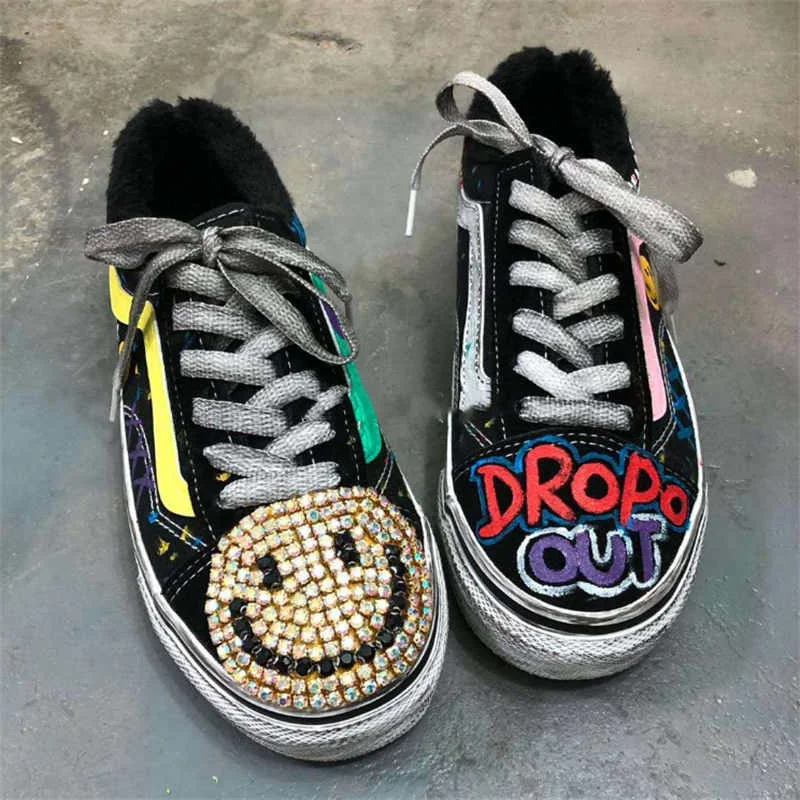 

Женская наклейка с изображением смайлика граффити тяжелой промышленности, многофункциональная Персонализированная обувь, оригинальная, б...