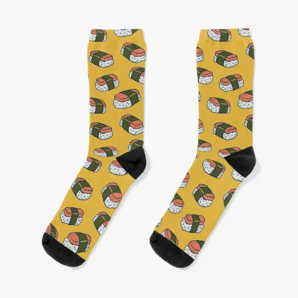 

Spam Musubi Sushi Pattern Crew Socks Mens Unisex Best Short Winter Cute Cartoon Black Breathable Women Cotton Funny Girls