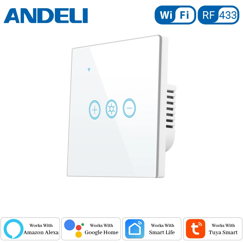 

ANDELI Wifi Dimmer Switch Touch Sensor Wall Light Switches Tuya/Smartlife APP Control Voice Work with Alexa Google Home RF433