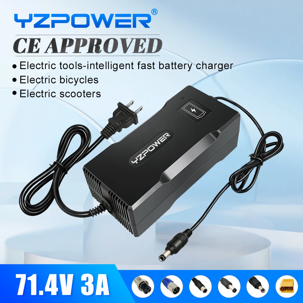 

YZPOWER CE ROHS 71.4V 3A Smart Lithium Battery Charger For 63V Lipo Li-ion Battery Electric Bike Power Tool With Cooling Fan