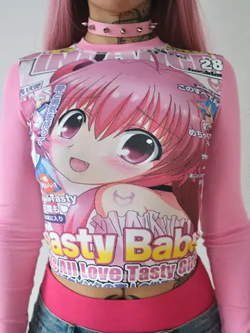 Deeptown  Kawaii аниме футболка женская полиэстер короткая