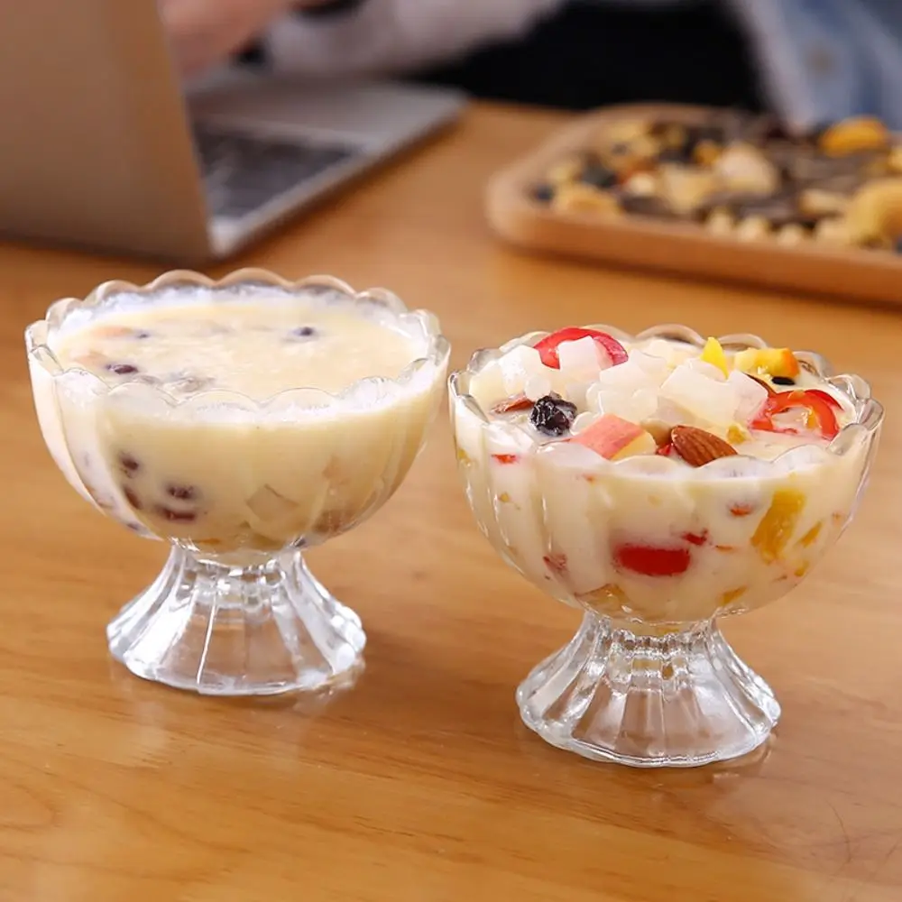 

Lead-free Transparent Dessert Glass Cup, Juice Salad Glass Milk Tea Milkshake Drink Cup, Creative Household Ice Cream Bowl