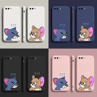 cartoon tom and jerry phone case for iphone 13 12 11 pro max mini xs 8 7 6 6s plus x se 2020 xr candy color silicone cover