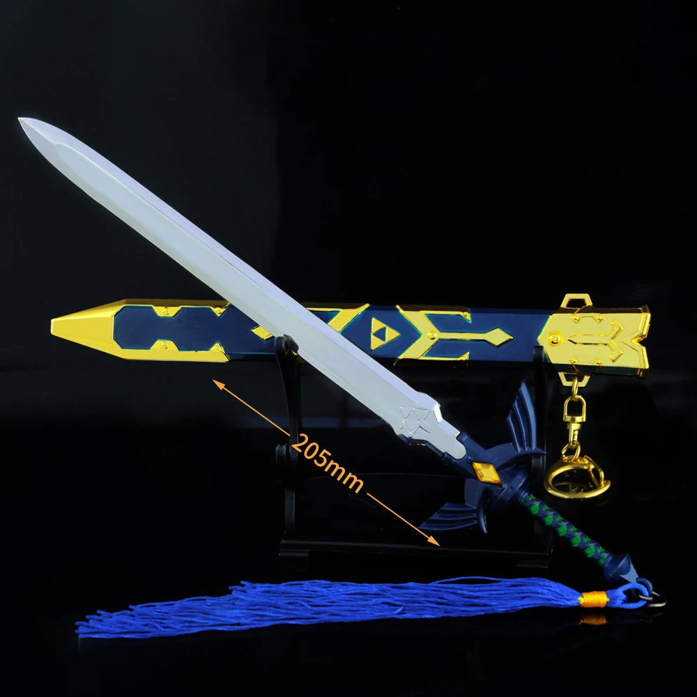 The Hyrule Fantasy Weapon Zeldas Master Sword Hylian Shield Game Keychain Weapon Model Katana Samurai toy for boy Halloween Gift