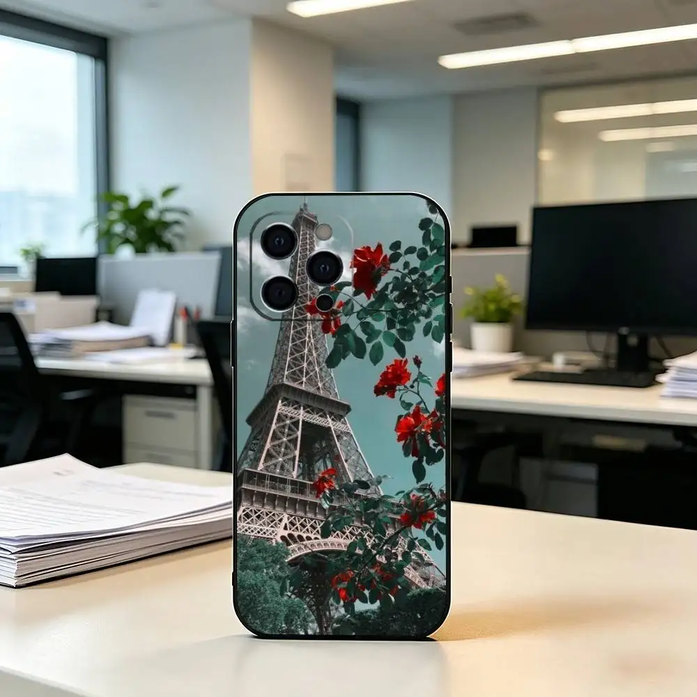 Фото Чехол для телефона P-Paris Art Eiffel Tower для iPhone 17, 16, 15, 14, 13, 12, 11 Plus, Pro Max и других моделей, мягкий, черный №4