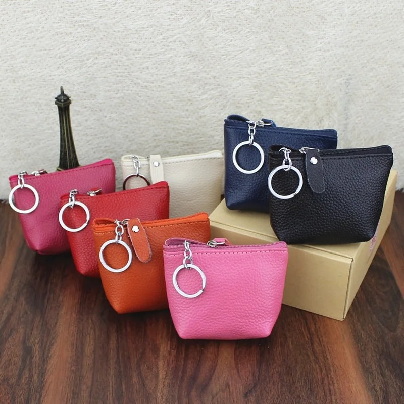 

Genuine Cow Leather Coin Purse Women Men Wallet Access Card Package Fashion Key Bag Handbag Housekeeper Key Coin Wallet Gift