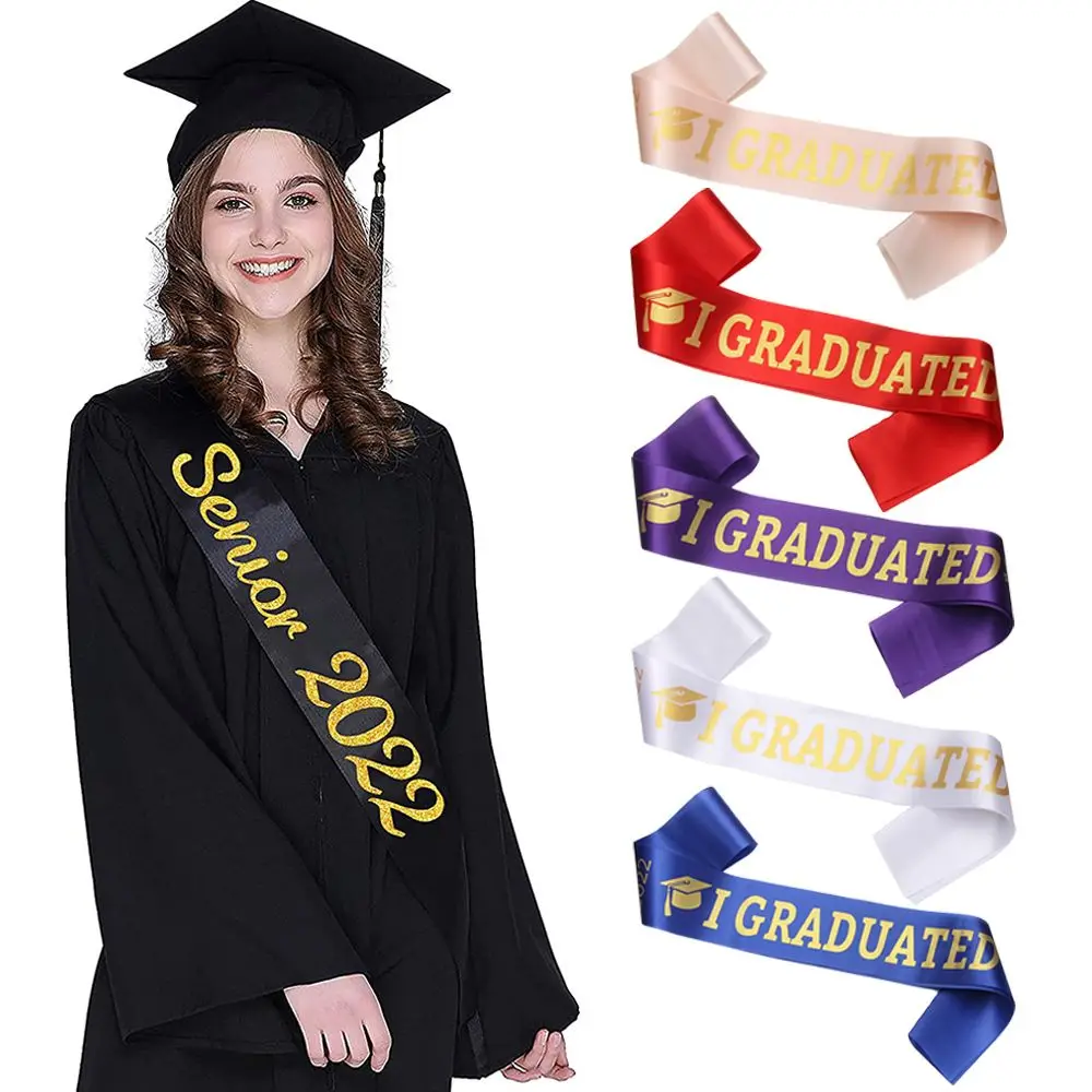 

Etiquette Belt Unisex Gold Glitter Letter Celebration Photo Props Party Supplies Graduated Satin 2022 Graduation Sash