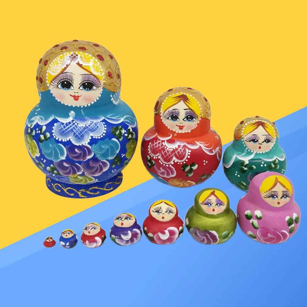 

10 Pcs Nesting Dolls for Kids Russia Stacking Toy Wooden Russian Russian Set Wooden Stacking