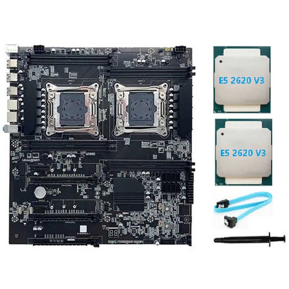

Материнская плата X99 с двумя разъемами, двойной процессор, поддержка памяти RECC DDR4 с процессором 2XE5-2620 V3, кабелем SATA и термопастой