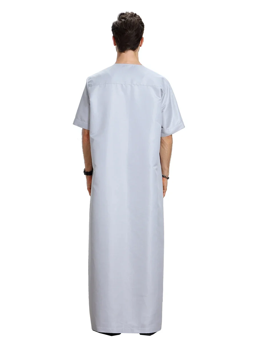 Летний мусульманский мужской халат с коротким рукавом Jubba Thobe Исламская одежда