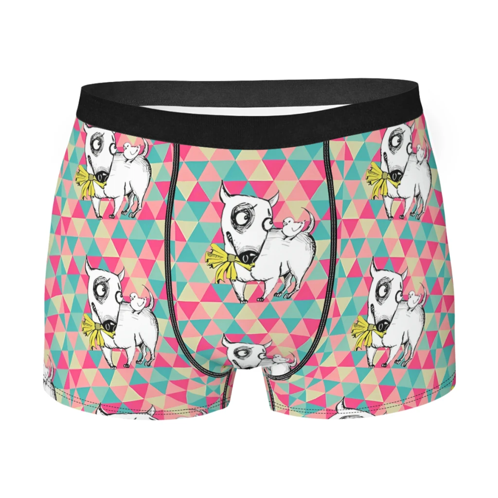 

With Birdie Men Boxer Briefs Bull Terrier Pet Dog Highly Breathable Underpants High Quality Print Shorts Gift Idea