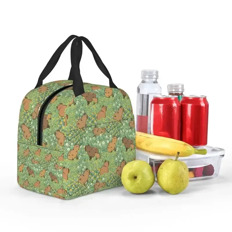 Симпатичная гигантская сумка для ланча с коллажем капибара герметичная