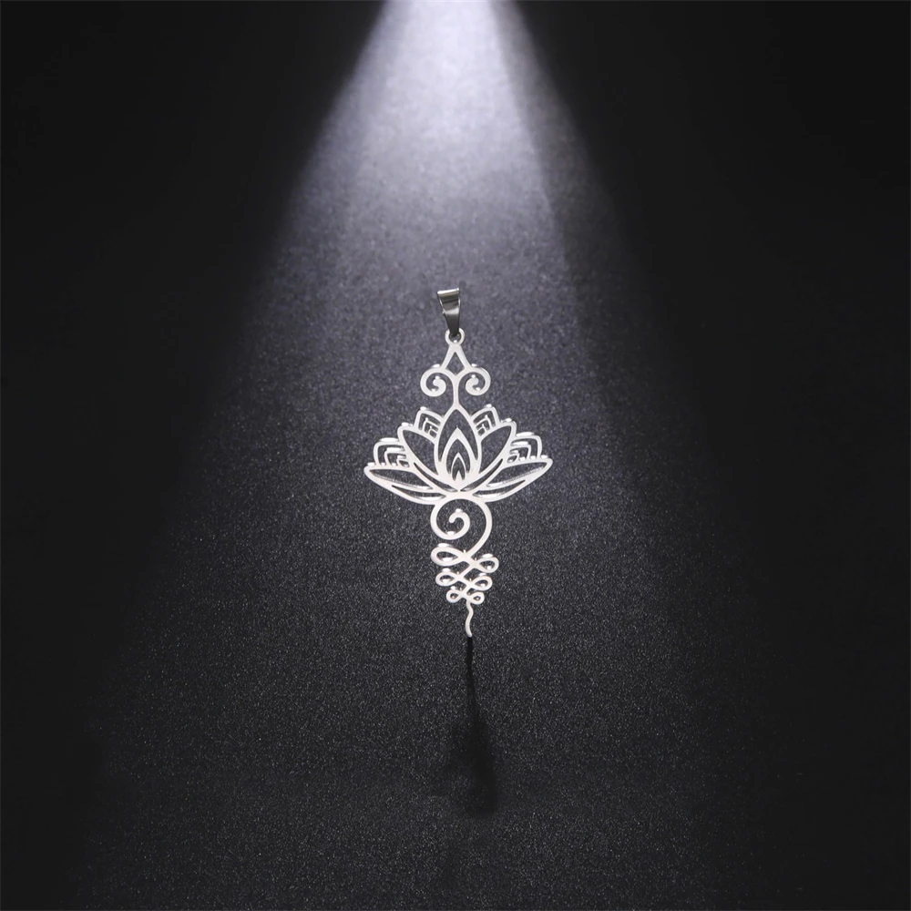 5pcs/Lot Handmade Necklace Earrings Keychains Lotus Pendants Diy Accessories Stainless Steel Flowers Charms For Jewelry Making