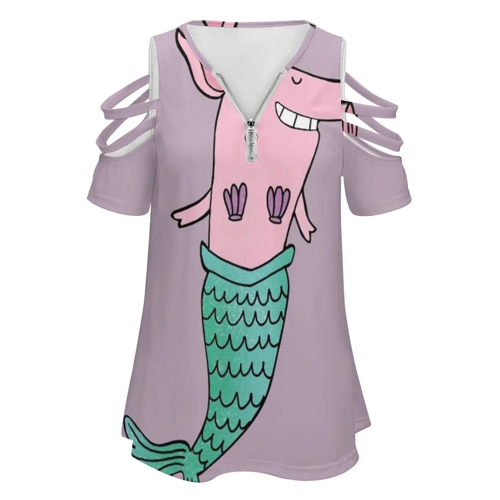 Русалка Свинья-Фиолетовый модный принт Женская футболка для девочек Harajuku Топы и