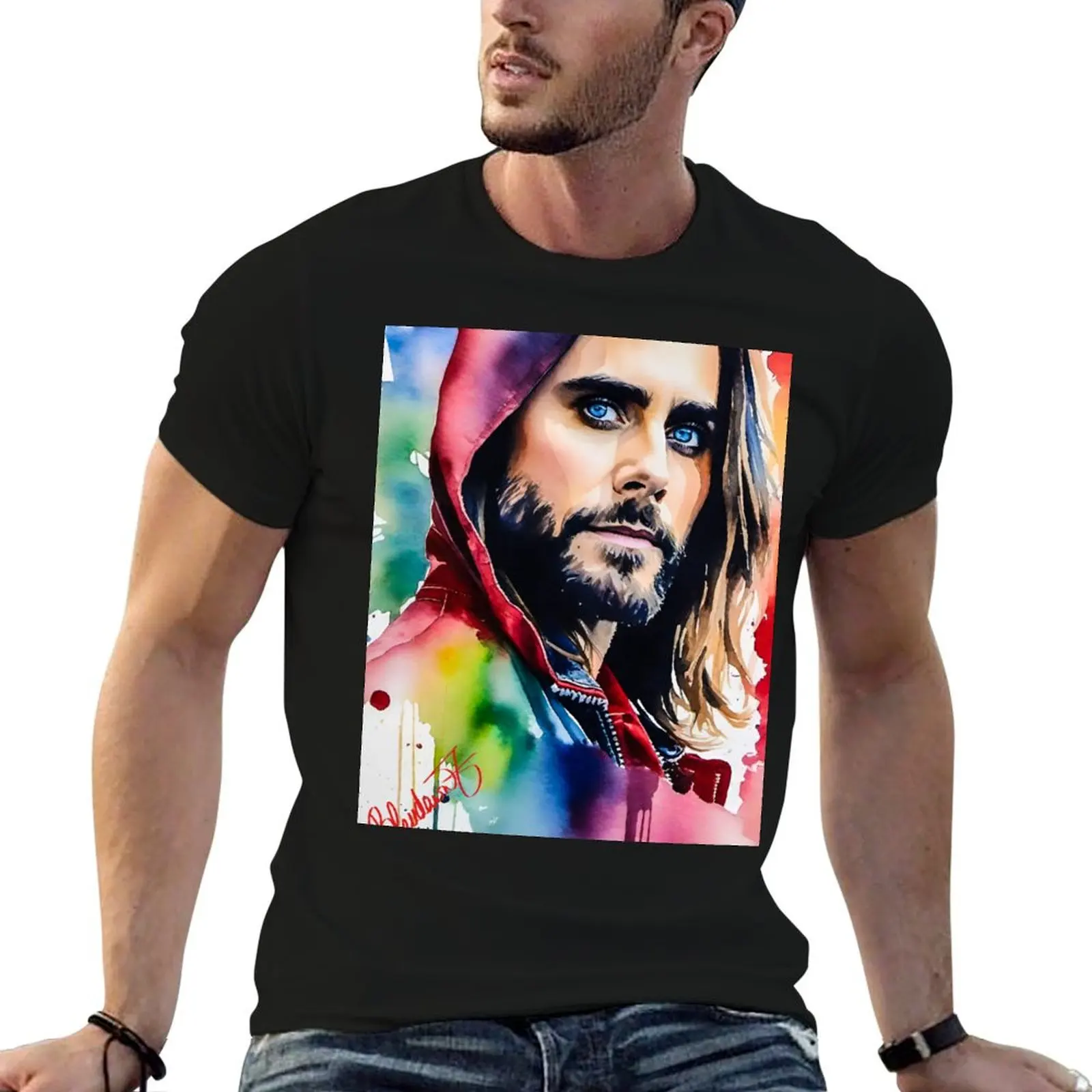 Футболка с акварелью Джаред Лето мужская одежда для мальчика хлопковая футболка