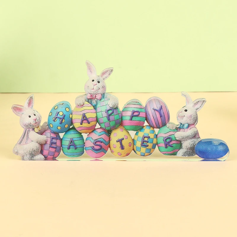 

1Pc Easter Spring Bunny Tabletop Ornament Easter Resin Miniature Cute Bunny Figurines Home Bedroom Decor Festive Supplies