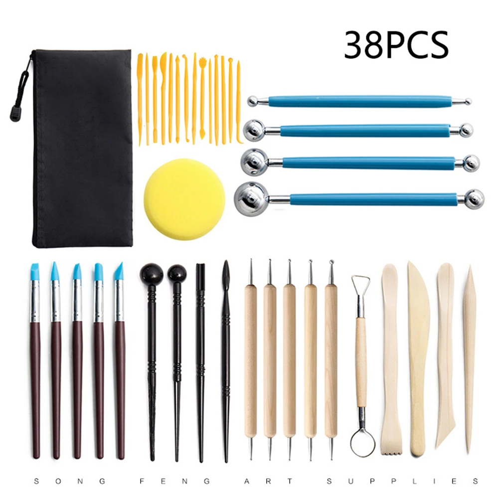 

Unleash Your Artistic Potential with 38 PcsSet Pottery Clay Sculpting Tools Kit Perfect for Ceramic Wax Carving
