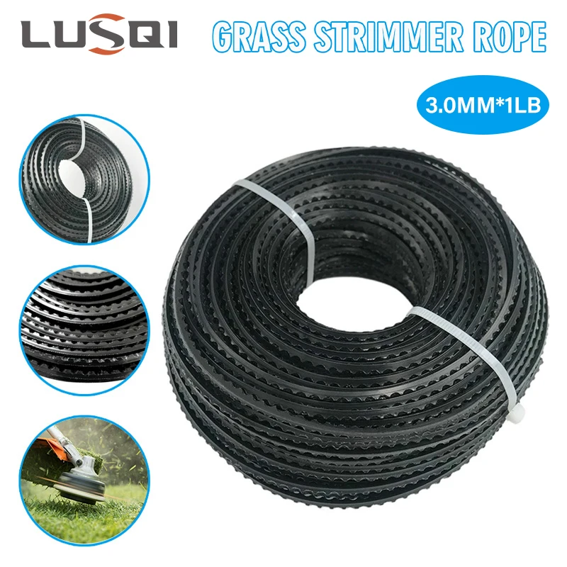 LUSQI 3MM*1LB Grass Trimmer Line Nylon Sawtooth Rope Universal Grass Head Line Brush Cutter Weed Line For Lawn Mower Replacement