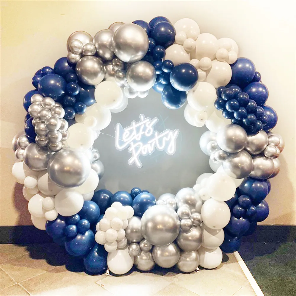 127pcs Navy Blue Silver White Balloon Garland Arch Latex Party Balloons for Baby Shower Wedding Engagement Birthday Decoration