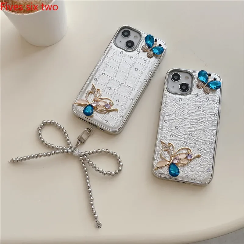 Блестящие чехлы для телефонов с 3d-изображением бабочек кристаллов браслетов iPhone