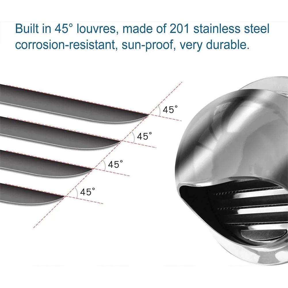 

60-300mm Air Vent Grille ===less Steel Round Brushed ==Bull Nosed Extern===Extractor Wall Vent Outlet ===urnitu==re Accessories
