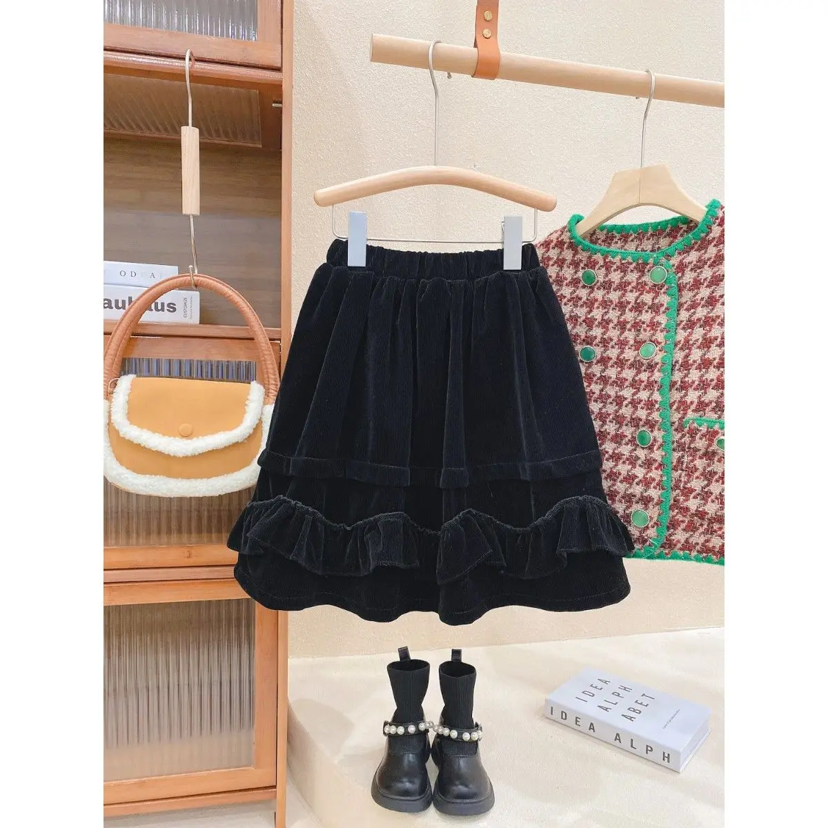 

Юбка плиссированная до колен, на весну/Осень/зиму, 2022