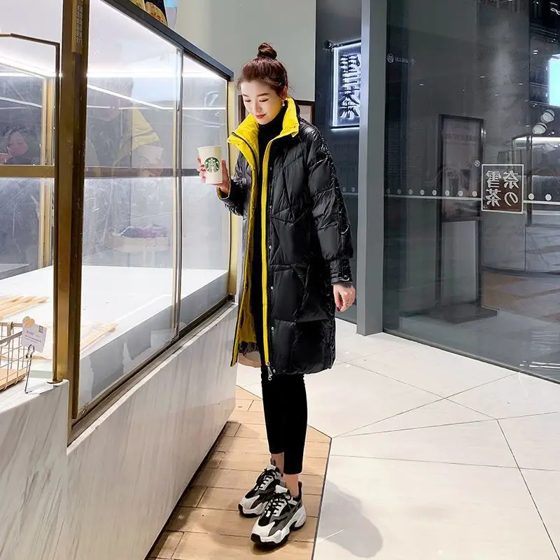 Long Women's Parkas Ladies Coat Fashion Women 2023 Loose Vintage Thick Winter Outwear Warm Cotton Padded Femme Stand Collar S68