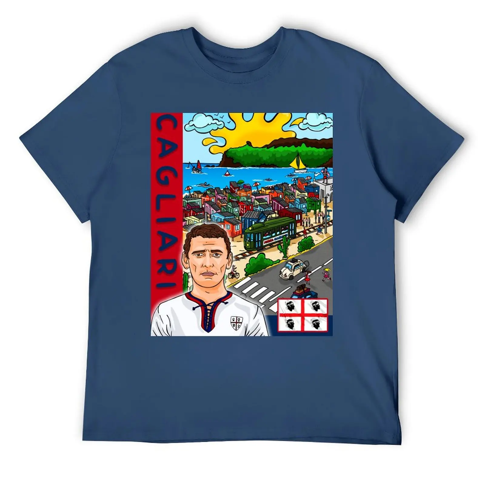 Cagliari from 70s: Gigi Riva &amp Poetto Beach - 1970s в мультяшном стиле футболка одежда мужские