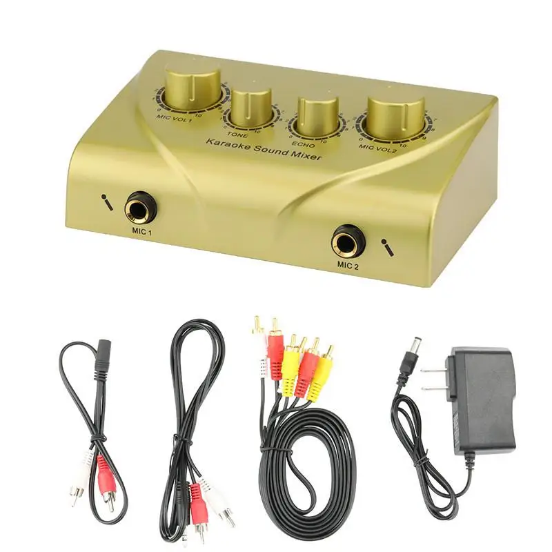 

Звуковой Миксер для караоке, аудиосистема с двойным микрофоном, портативный цифровой мини-миксер для караоке для всей семьи KTV