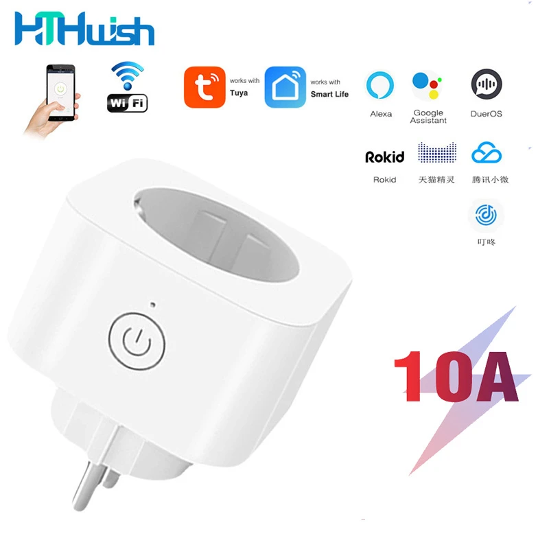 

EU Smart Plug WiFi Outlet Remote Control Smart Socket Power Monitor 10A Tuya Alexa Google Home Voice Control Electrical Socket