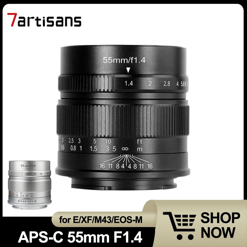 

7Artisans 55mm F1.4 APS-C MF Standard Prime Camera Lens for Sony E/Fuji FX/Canon EOS-M/M43