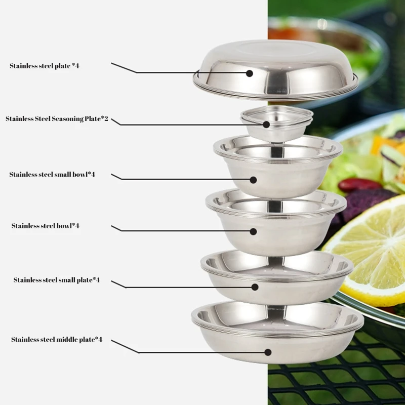 

448D 22 Pcs Outdoor Cooking Cookset Camp Plates and Bowls Camping Cookware Mess Kit for Backpacking Hiking Picnic Easy to Use