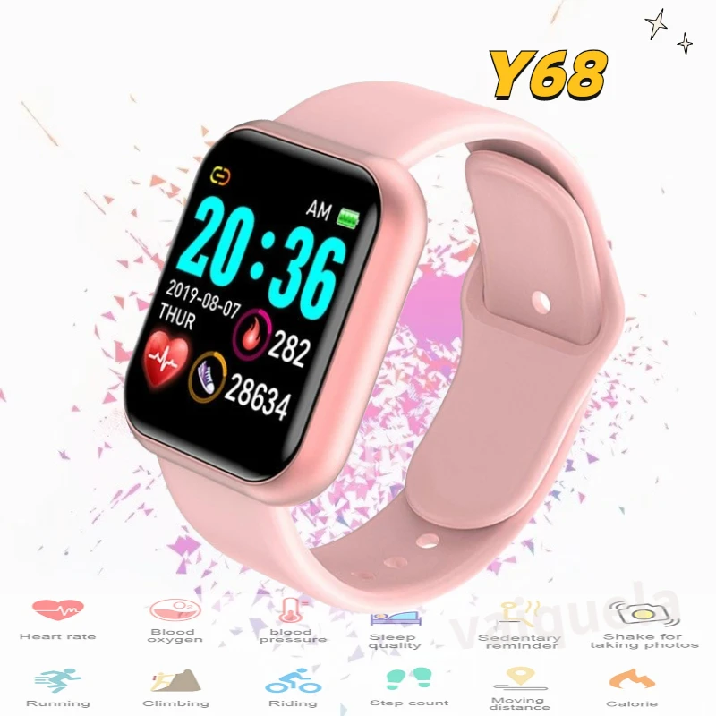 

Y68 Digital Smart Watch Men Women Bluetooth Heart Rate Monitor Waterproof Sports Wristband Support Android IOS D20 часы женские