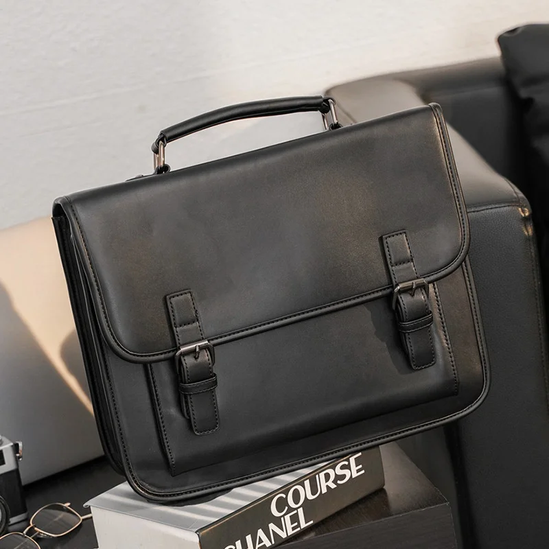 Office PU Leather Men Briefcase Business Hand Tote Bag Male Large Capacity Laptop Backpack Vintage Shoulder Messenger Bag