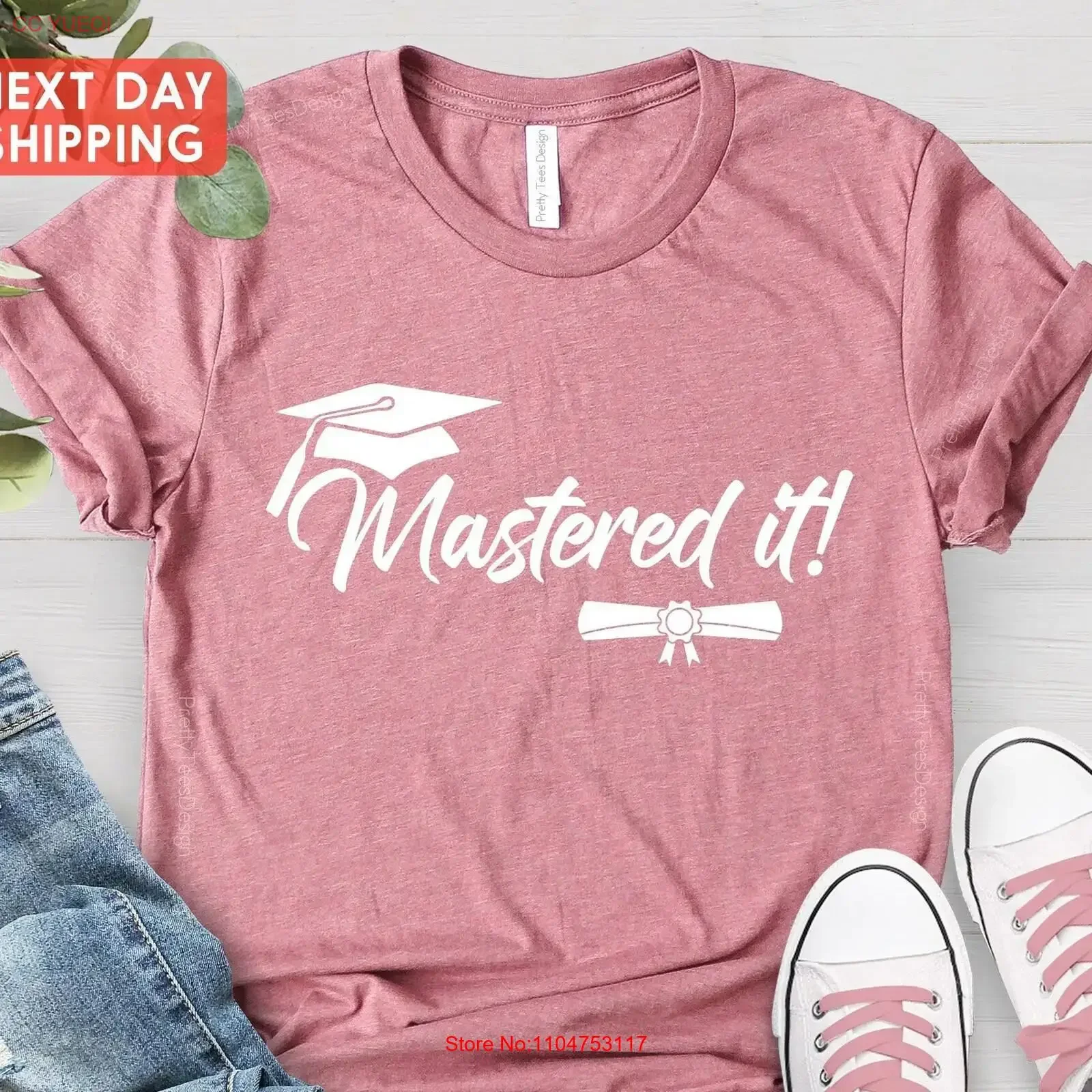 Фото Футболка Mastered It Masters Graduation T Shirt для выпускников аспирантуры, винтажная, с эффектом потертости, унисекс, с графическим принтом, повседневная, модная №1