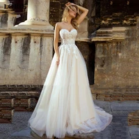 sexy lace sweetheart long wedding dress 2022 beach a line bridal gown for bride appliques backless sleeveless robe de mari%c3%a9e