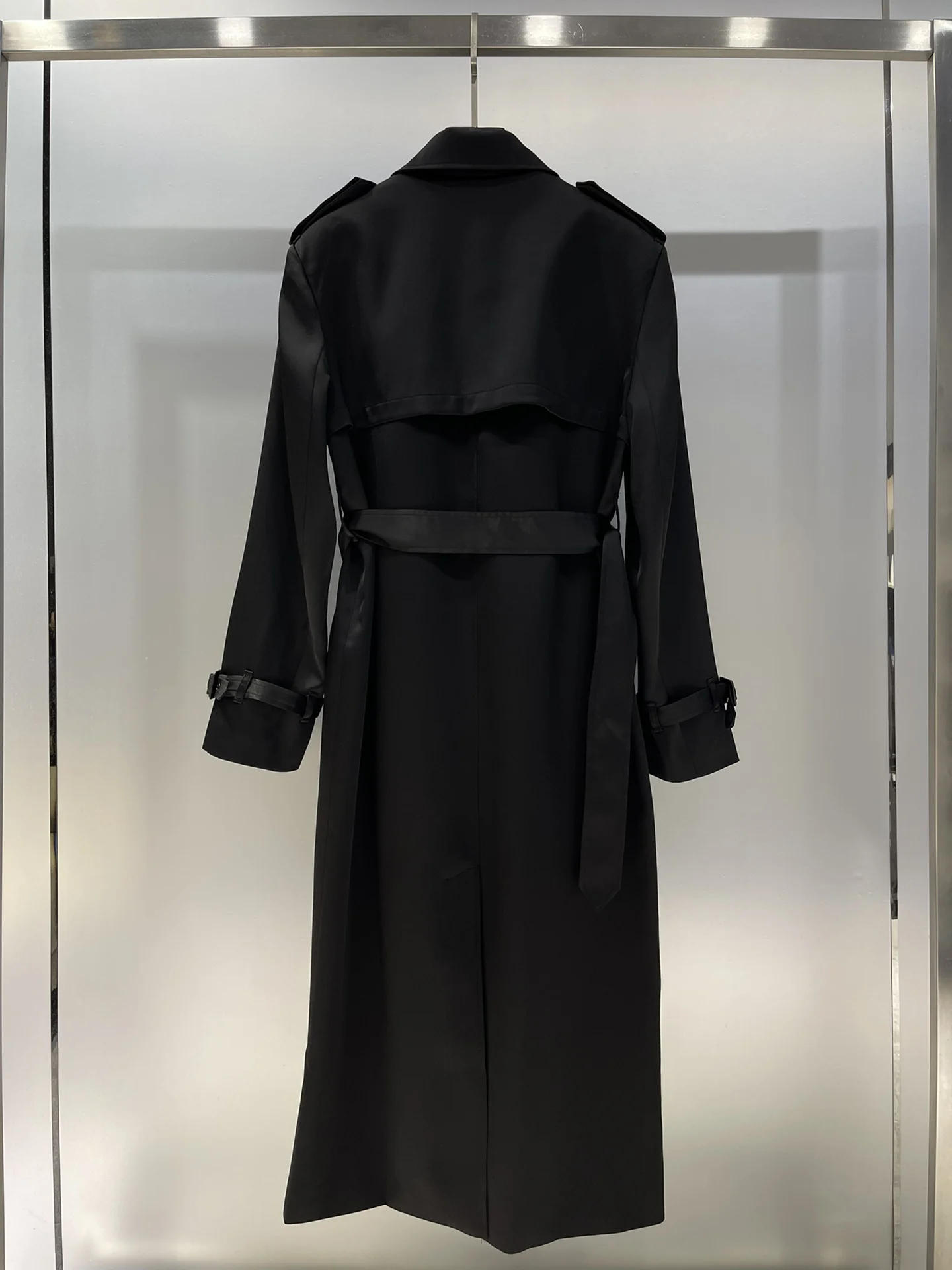 2024 осенне-зимний новый плащ средней длины со шнуровкой на талии и лацканами 1020