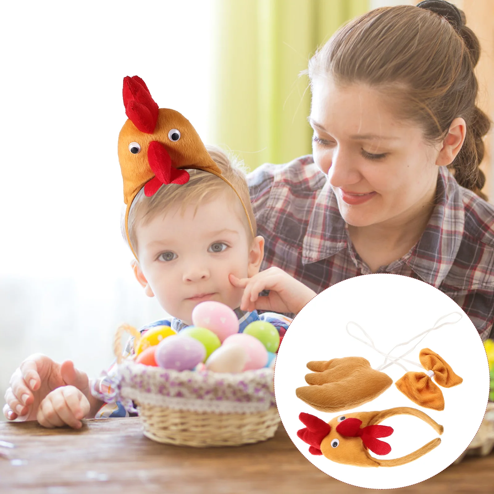 

Chicken Costume Animal Headband Easter Rooster Hat Chick Accessories Head Hair Tail Up Band Headbands Dress Kids Set Party