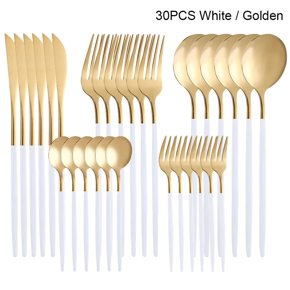 

24Pcs/30pcs Wedding Supplies Kitchen Dinnerware Tableware Spoon Fork Knife Set Washing Utensils Cutlery Lunch Of Dishes Complete