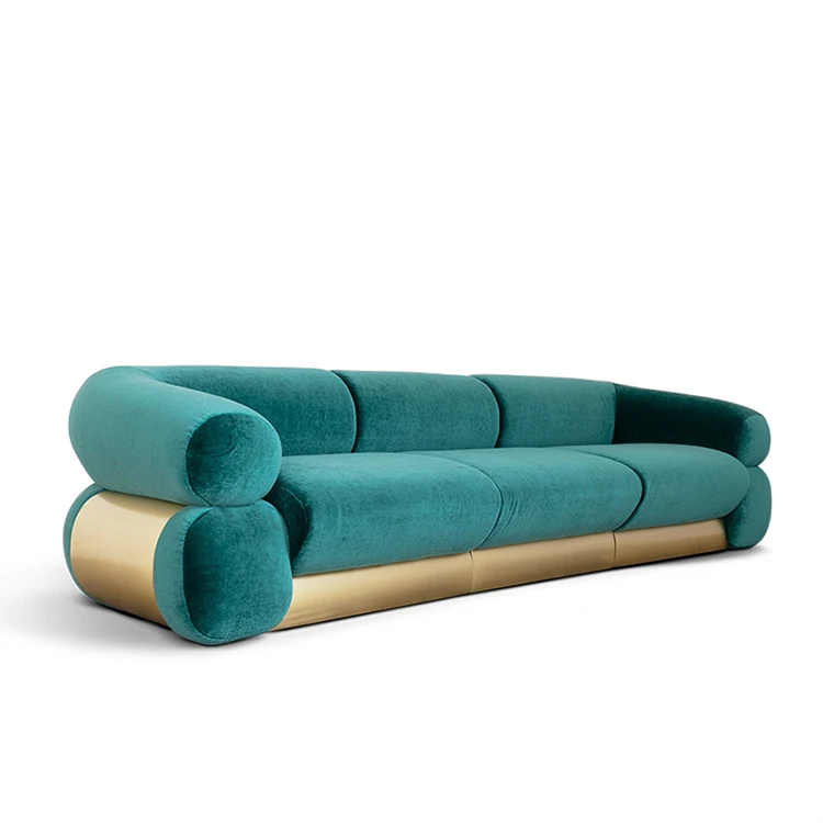 

Flannel Multi-Seat Sofa Italian Light Luxury Style Simple Design Fabric Leisure Three Persons 2.7 Meters for Villa Living Room
