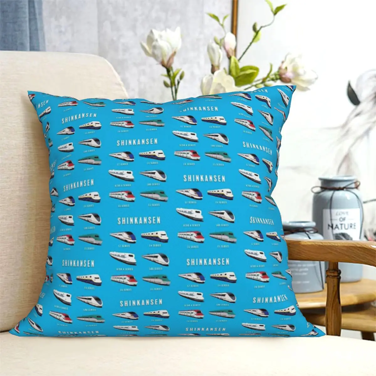 

Japanese Shinkansen Bullet Trains Pillowcase Printed Zip Decor Pillow Case Sofa Seater Cushion Cover