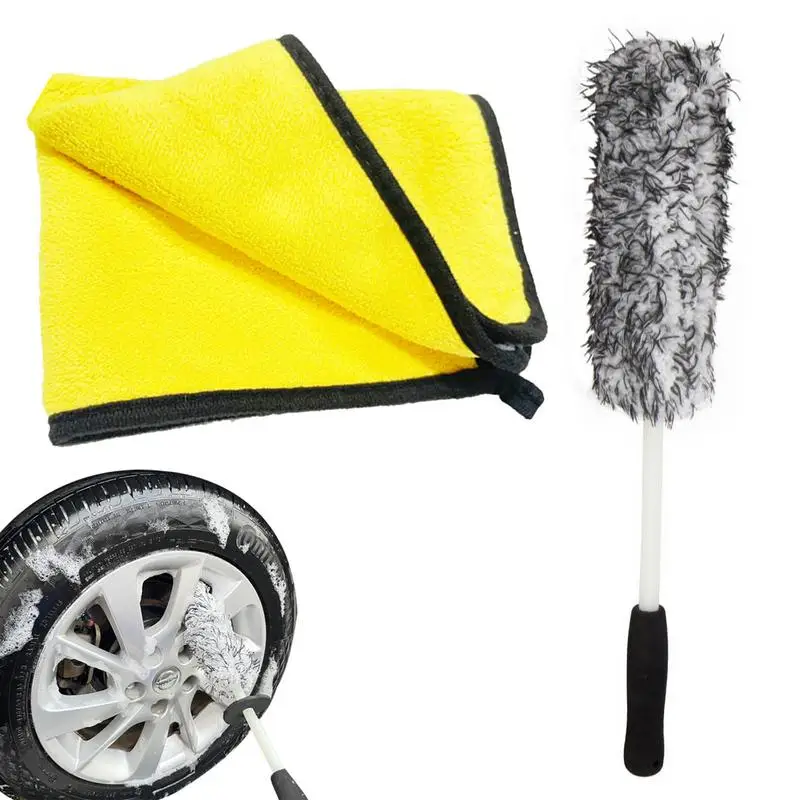 

Car Wheel Cleaning Brush Car Wheel Cleaner Brush Auto Detailing Brushes 17 Inch Microfiber Wheel Cleaning Brush With Comfortable