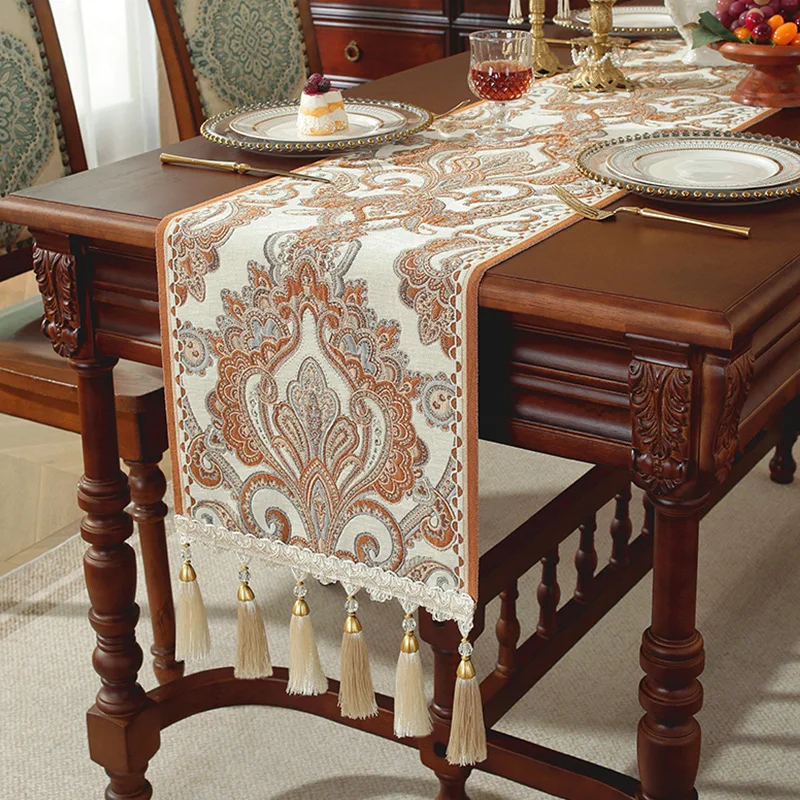 Французская винтажная дорожка из синели, римская праздничная вышивка, декор для обеденного стола, водонепроницаемая рождественская декоративная скатерть