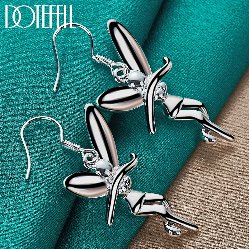 

DOTEFFIL 925 Sterling Silver Dancing Angel Drop Earrings For Women Best Gift Wedding Engagement Jewelry
