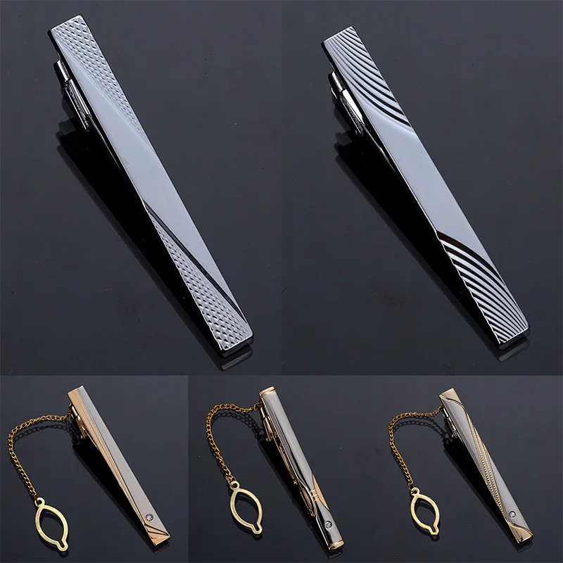 Brand New Mens Classic Tie Clips Copper Gold Color Siver Color For Wedding Necktie Gentleman Bar Crystal Pin Accessories Jewelry