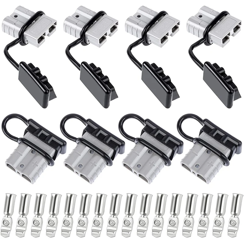 

New-8 Pieces 6-10 Gauge 50A Battery Cable Quick Connect/Disconnect Electrical Connector Plug Kit For Motor Winch Trailer