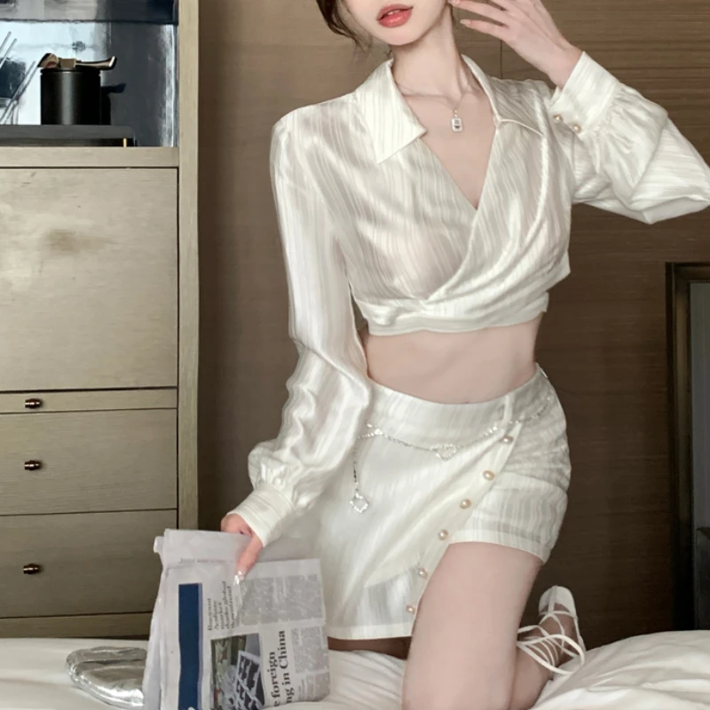 Женский офисный костюм из двух предметов модная повседневная атласная рубашка с