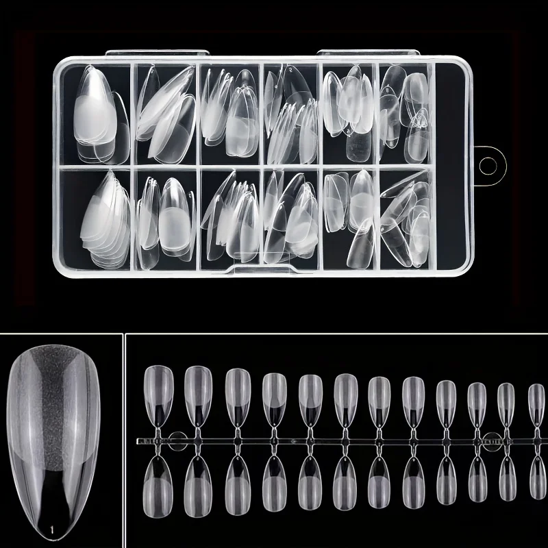 

120Pcs Press on Nails Ballerina Nail Tip Super Thin Traceless After Folding Clear Stiletto Fake Nails Coffin Extension Nails Tip