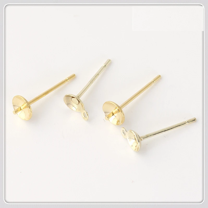 

100 PCS 18K Gold Plated Stud Earrings Settings Metal Copper Earrings Base For DIY Jewelry Making Material 12x0.7mm