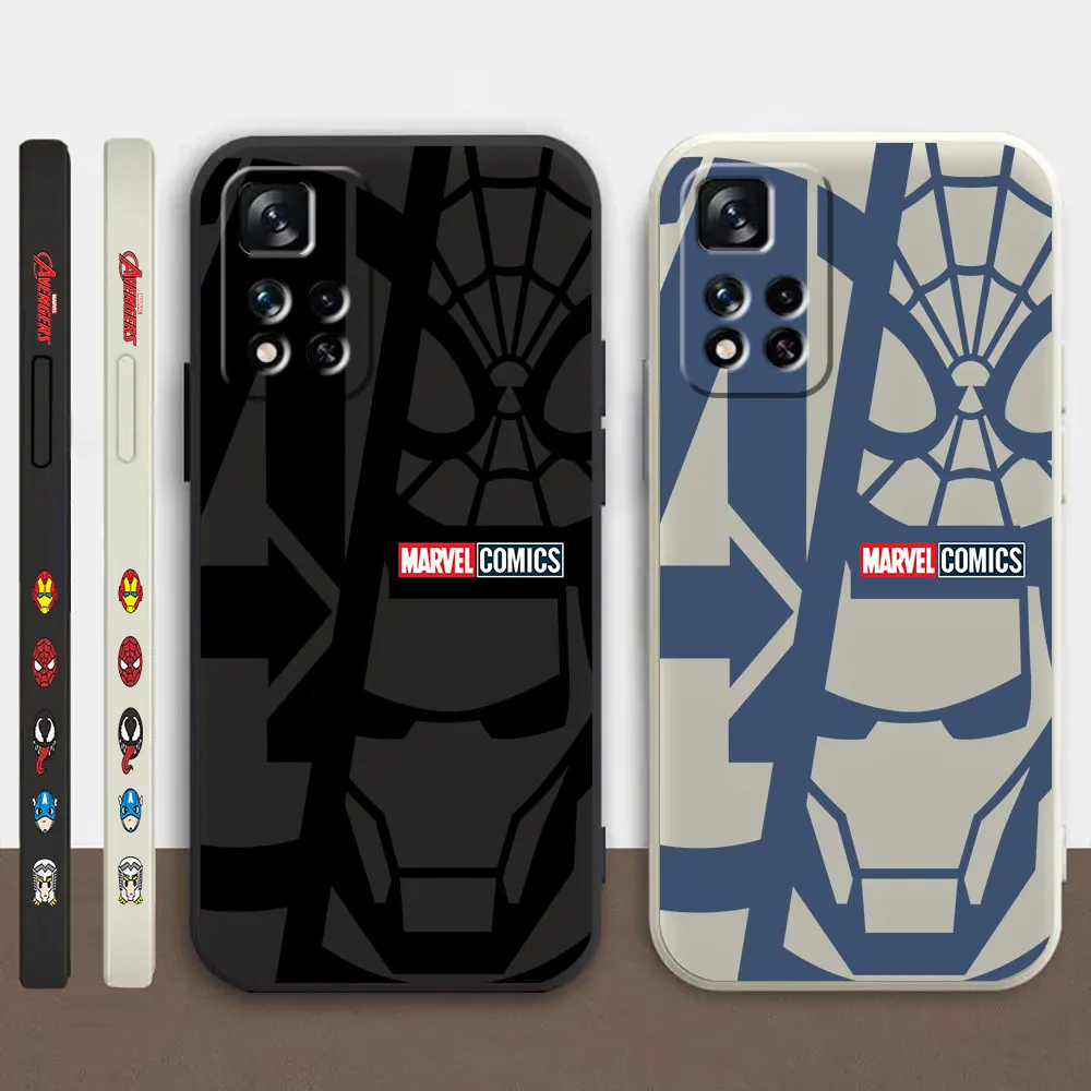 

Case For Redmi Note 12 11 11T 11R 11E 9 9S 8 7 7S PRO PLUS 4G 5G Colour Simple Liquid silicone Case Marvel Iron Spider-Man Art
